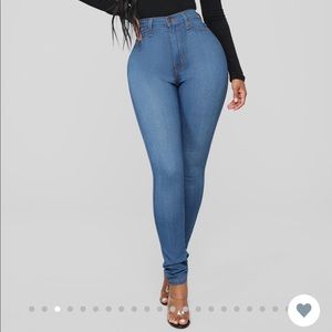 Classic High Waist Skinny Jeans-Medium Blue